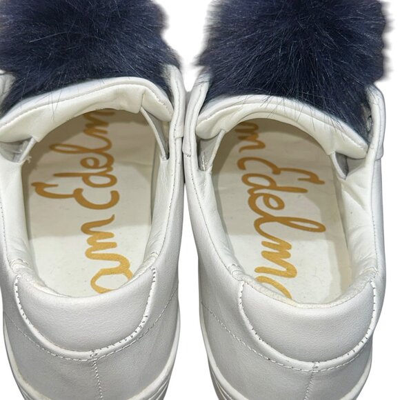 Sam Edelman Leya Pom Pom Slip On White Leather Sneaker Shoes‎ Size 7 - Picture 6 of 8